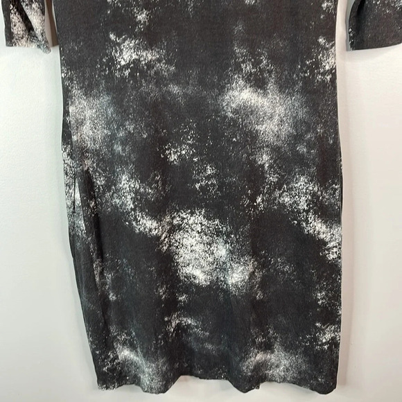 SMASHED LEMON Black Splatter Print Sheath Dress 1/2 Sleeve Midi Cosmic Space 8 - Picture 5 of 9